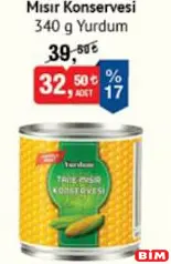 YURDUM MISIR KONSERVESİ 340 G fiyat ve kampanya bilgisi
